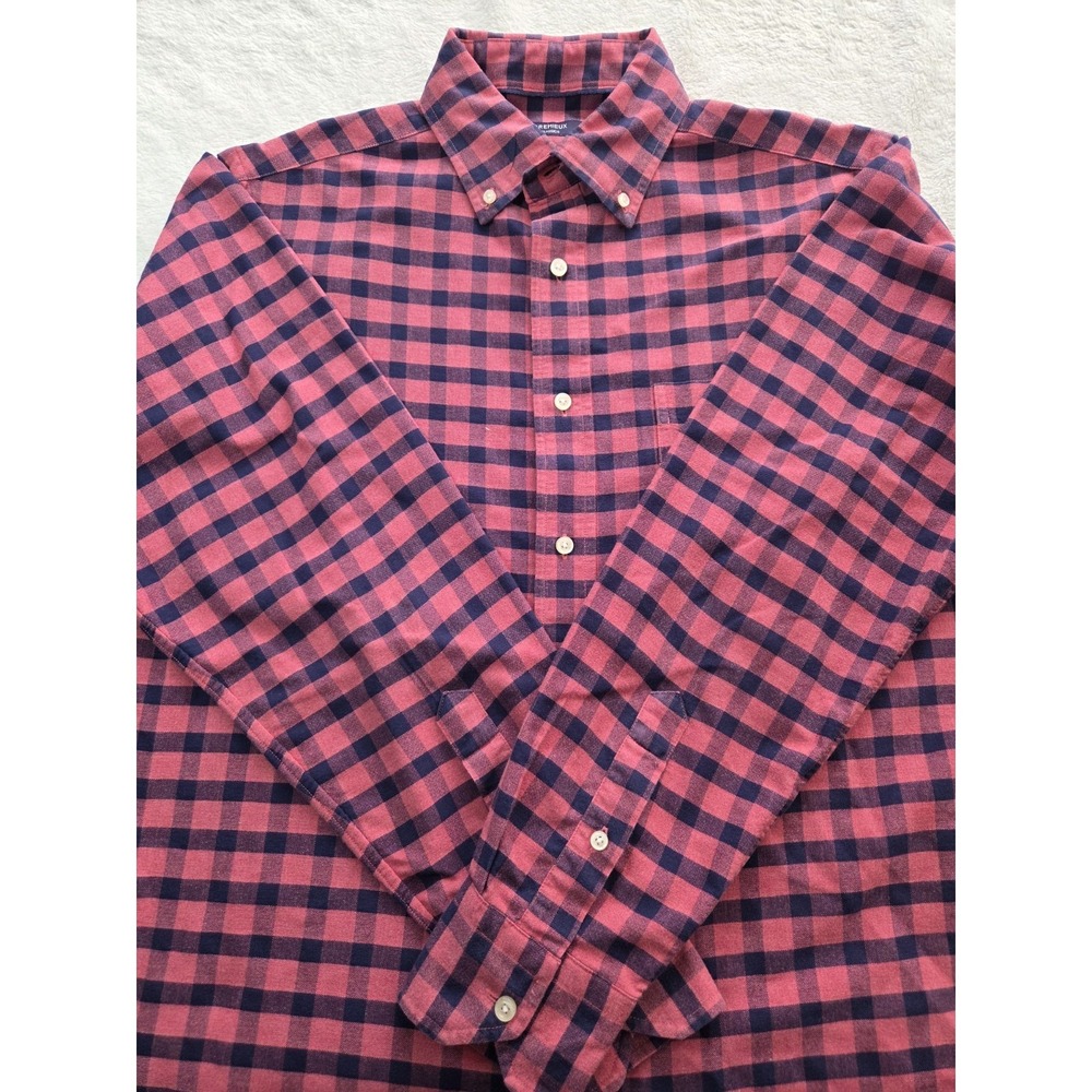 Cremieux Classics Men's Medium Red Navy Buffalo Check Button Down Shirt 100%...